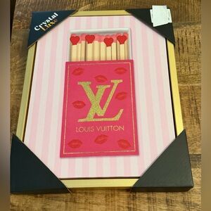 Crystal Luxe Framed Pink and Gold Matchbox Art NWT